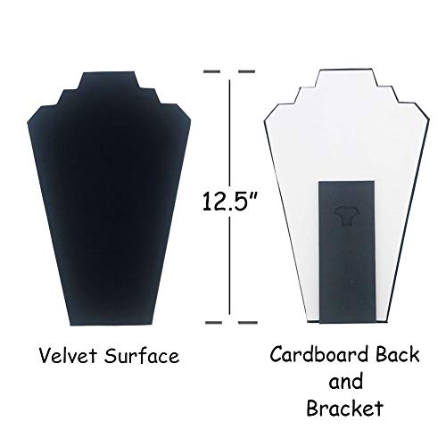 6pcs/ Pack 12.5inches Black Velvet Necklace Easel Jewelry Organizer Displays Stand with Reinforced Bracket - color: Black Velvet