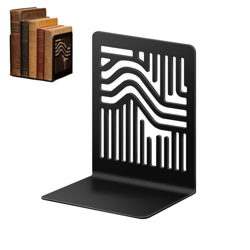 Book Ends to Hold Books, Metal Bookend, Modern Geometric Bookends for Heavy Books, Decorative Book Holder with Flexible Note Slots, Non-Skid Book Stopper for Desk & Shelves (1 Pair) - color: Type-2