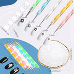 28 Pcs Nail Art Brushes Nail Art Tool Set Resin Nail Art Palette Sculpture Pen 2 Way Acrylic Silicone Carving Pen Dotting Pen Tool Manicure Kit for Home DIY Salon Nail Art (White) - color: White