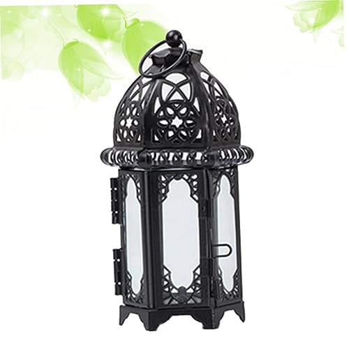 Moroccan Metal Glass Candle Lantern Vintage Hanging Candle Holder for Events Weddings and Parties Decorative Lantern Panels for Home Decor - size: 17.00X7.00X7.00CM