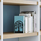 Happyhapi Book Ends, Metal Book Ends to Hold Books, Tree Decorative Bookends for Shelves, Black Book Stopper Bookend for Heavy Books, Book Holder for Shelf Home Office, 6.8 x 4.7 x 3.5(3 Pair/6 Pcs)