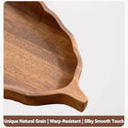 Walnut Wood Leaf Serving Tray 13” – Long Wooden Snack Platter for Appetizers, Sushi, Bread & Dessert – Handcrafted Solid South American Walnut Decorative Tray for Coffee Table, Kitchen & Dining