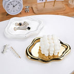 VanEnjoy Ceramic Cute Jewelry Dish, Aesthetic Jewelry Tray Gold finished, Small Trinket Dish, Ring Bowl for Jewelry, Thanksgiving Friend Gift - color: Gold