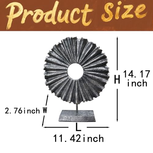 Modern Abstract Round Decorative Sculpture, Dining Living Room Desk Decor,Geometric Home Decor Statues,Shelf Top Decor Aesthetics, Coffee Tables or Office Shelves（Bronze Colored） - color: 14.17"bronze Colored