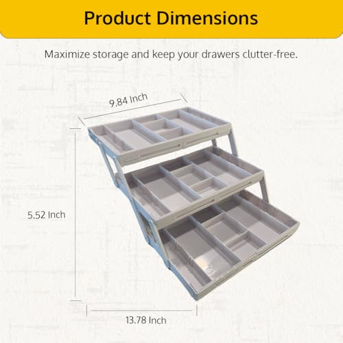 3 Tier Drawer Organizer, Multi Level Smart Drawer Organizer for Desk, Expandable Organizer for Office, Makeup, Jewelry, Kitchen, Folding Storage for Home and Office Drawers & Craft Organizer – White - color: 3-Tier (White)