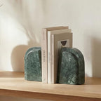 Torsten Bookend, Rectangular, Green Marble, Sculptural Bookend Pair - Set of 2