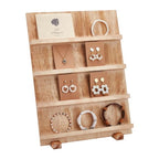 PH PandaHall 4 Tier Wooden Jewelry Display Stand, Earring Display Stands Rack Removable Showcase Rack, Retail Jewelry Display Card Holder for Selling Craft Jewelry Showing - color: BurlyWood-4 Tier