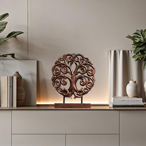 Decozen Solid Wood Tree Sculpture, Christmas Decorations, Home Decor, Living Room, Boho, Coffee Table, Centerpiece Table Decorations, Mantle, Dining Gift for Mom, Shelf, Farmhouse, Mothers Day Gifts - color: Berton