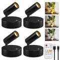 Kimjo Spot Lights Indoor, 4000mAh Rechargeable Battery LED Spotlight Indoor with Remote, Wireless Picture Lights with Timer Dimmable, Uplighting for Plant, Wall Art Display (4 Pack) - color: Black-2