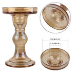 6-Piece Set of Amber Glass Candlestick, Crystal Candlestick Holder Holder and Conical Candle, Christmas Candle Holder Decoration, Family Living Room Wedding Candle Holder (Amber 2sets) - color: Amber 2sets