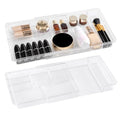 Oubonun Expandable Drawer Organizer 11.1” to 19.2” Width, Shallow Cosmetic Organizer 1.3” Height, 2 Packs, Clear Plastic Storage Trays for Dressing Table,Bathroom - style: Shallow 2 Packs