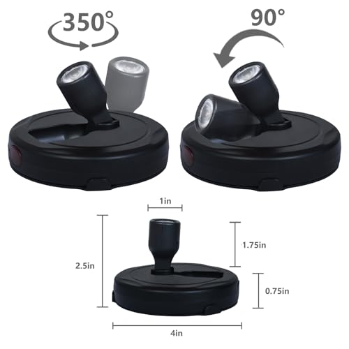 Battery Operated LED Spotlight, Picture Spot Lights, Indoor Uplighting, Puck Lights with Remote, Plants Tree Spotlight, Display Light for Paintings Dartboard Portrait Frame-Black - color: Black