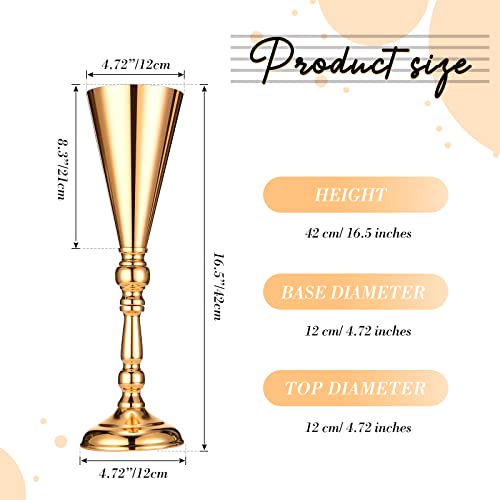 Potchen 6 Pcs Flower Trumpet Gold Vase Tabletop Centerpiece Gold Tall Flower Vases Bulk Wedding Table Decorative Centerpiece Table Decorations Arrangements for Floral Party Anniversary Birthday(L) - size: Large