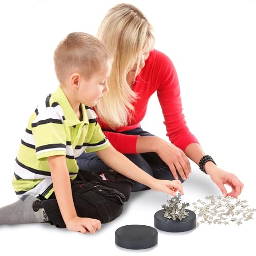 ArtCreativity Magnetic Moons & Stars Sculpture (Set of 2) - Desk Magnet Fidget Toys for Adults, Stress-Relief Office Decor, Stocking Stuffers & Educational Development Toys for Kids