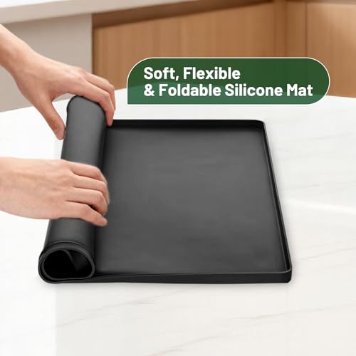 Oil Drip Mat for Under Car, 34x22in Silicone Oil Spill Mat for Garage Floor, No Splatter Non-Slip Oil Drip Pan Driveway Oil Catch Tray,Protect Garage Surface from Spill & Stain-Black - color: Black