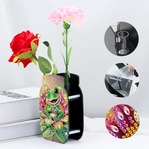 5D Diamond Painting Kit Vase, DIY Frog Diamond Art for Adult Beginners Acrylic Special Shaped Double-Sided Vase Handmade Crafts, Suitable for Home Living Room Desktop Decoration - color: Frog