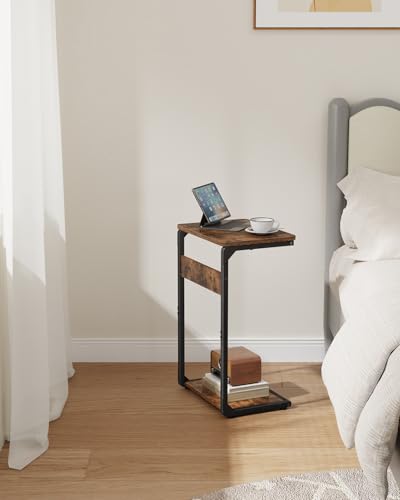 Small End Tables, Nightstand Set of 2, C Shaped Couch Side Table, Sofa TV Tray Table, Night Stand, Nightstands for Bedroom, Bedside, Living Room ET-YB-BRW2 - color: Rustic Brown
