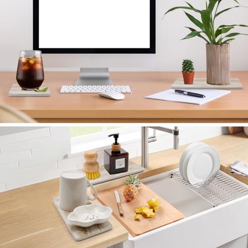 Set of 4 Drying Stone for Kitchen Counter Soap Tray Ceramic Bathroom Sink Trays Hand Soap Dish Stone Quick Dry Mat Toothbrush Sponge Holder Kitchen Sink Caddy Diatomite Coaster Bathroom Trays - color: Stone