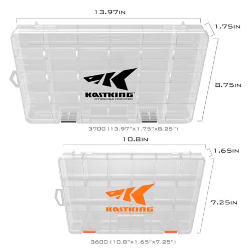 KastKing Tackle Boxes, Plastic Box, Plastic Storage Organizer Box with Removable Dividers - Fishing Tackle Storage - Box Organizer - 2 Packs /4 Packs Tackle Trays - Parts Box - color: Standard, size: 3700(4Pack)