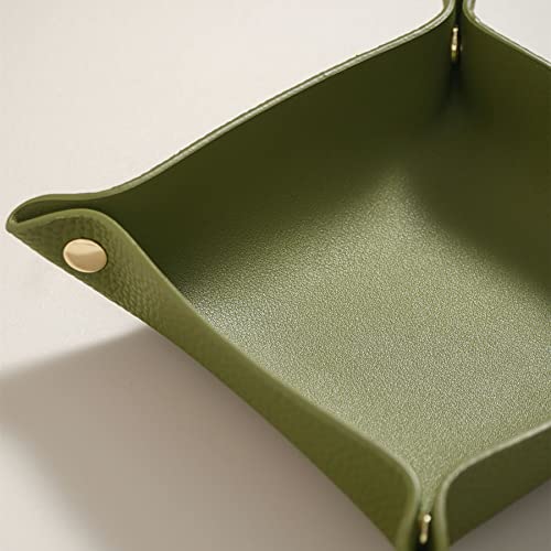 OLETHA Small Foldable Valet Tray - Aesthetic Desk Organizer for Home, Office & Travel - Portable Catch All Bowl for Keys, Jewelry & Essentials - Green - color: Green