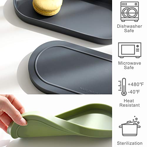 Lazy K Silicone Tray - Small Vanity Tray Organizer - Spoon Rest Holder - Kitchen Sink, Bathroom, Multi-Purpose Modern Counter Organizer (Black) - color: Midnight Black-2pcs