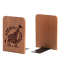 Giraffe Gifts, Giraffe Bookends - Heavy Duty Iron & Ebony Wood Book Ends for Shelves Bookcase Desk - 1 Pair, 4.72x6.69 Inches - Texture - color: Texture
