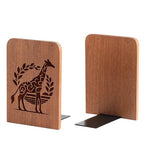 Giraffe Gifts, Giraffe Bookends - Heavy Duty Iron & Ebony Wood Book Ends for Shelves Bookcase Desk - 1 Pair, 4.72x6.69 Inches - Texture - color: Texture