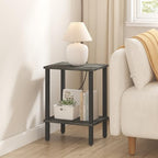 TUTOTAK End Table, Side Table, Nightstand, 2-Tier Storage Shelf, Sofa Table for Small Space, Living Room, Bed Room, Charcoal Grey TB01BY034 - color: Charcoal Grey