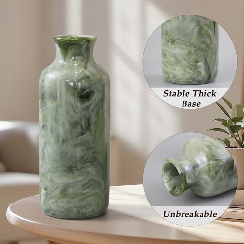 YMXYJM Resin 3 Piece Vase Set, Farmhouse Decor, Home Decorative Vase, Vases for Your Kitchen, Bedroom, Office, Living Room, Bathroom, & Shelf Centerpiece Table Decorations, Green - color: Green