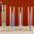 Hurricane Glass Candle Holders 4Pcs Fluted Candlestick Holders for Taper Candles with Cylinder Covers Crystal Candle Sticks Holder Decor for Wedding Birthday Christmas Table Decoration - size: stripe