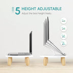 AFOOYO Adjustable Wood Laptop Stand, Ergonomic Height Angles Computer Stand, Cloud-Shaped Holder Riser Notebook Stand for Desk Compatible with Air, Pro, Dell, HP, Lenovo More 10-17.3" Laptops, White - color: White