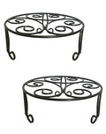 2 Pack Iron Plant Stand Low Profile,13 Inch Diameter Wide Round Metal Flower Stand for Indoor Outdoor Large Plants, Short Heavy Duty Display Holder for Wide Pots, Patio Garden Home Decor,Rustproof Matte Black(2 Pack 13 Diameter 5 inches Tall Black) - colo