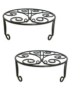 2 Pack Iron Plant Stand Low Profile,13 Inch Diameter Wide Round Metal Flower Stand for Indoor Outdoor Large Plants, Short Heavy Duty Display Holder for Wide Pots, Patio Garden Home Decor,Rustproof Matte Black(2 Pack 13 Diameter 5 inches Tall Black) - colo