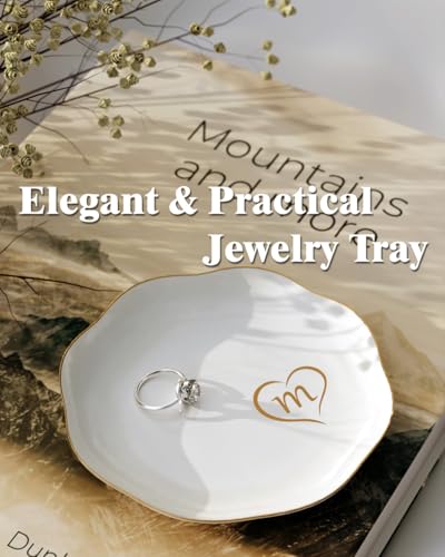 Gifts for Women – Initials Ceramic Jewelry Dish for Earrings, Necklaces, Bracelets, Rings, Watch, and Keys – Mother’s Day, Christmas, and Birthday Gifts for Women (q) - color: q