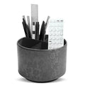 lizimandu Round Leather Art Supply Organizer,Remote Control Holder,360 Degree Spinning,Multi-Functional Pencil Holder,4 Compartments Desktop Stationary Organizer(1-Liuli Black) - color: 1-Liuli Black