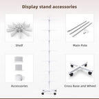 Retail Display Racks 7 Tier Spinning Display Stand, Movable Shop Spinner Rack with Hooks, Retail Display Stand for Jewelry Keyring Hats Socks Toys (White) - color: White, style: 7 Tier