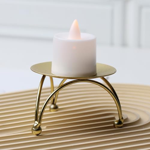 Geesatis 2 Pcs Pillar Candle Holder Metal Candlesticks Stand Holder Plate Candlelight Dinner Candle Holder for Party Wedding, Gold - color: Gold