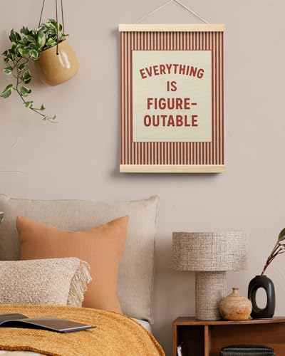 FGFK Everything Is Figureoutable Positive Affirmations Wall Art Poster Hanger Frame, Retro Red Inspirational Canvas Prints Framed Wall Decor for Office Classroom Home Bedroom, 12x16 Inch - color: Retro Red