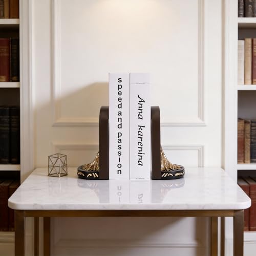 Tree of Life Bookends Set, 2 Heavyweight Bookends, Black and Gold Finish, Perfect for Bookshelves and Bookcases, Ideal for Office, Library, or Living Room Coffee Table Decor. - color: A-bg