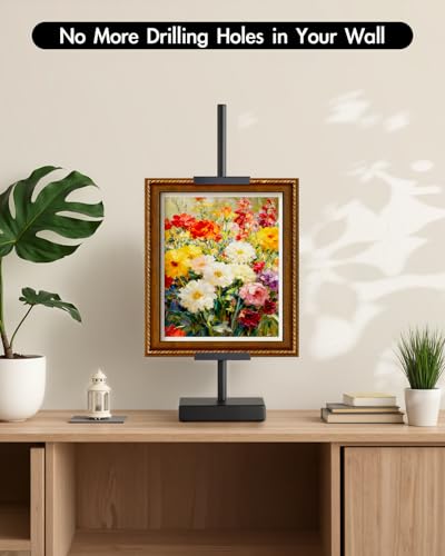 Rofio Adjustable Tabletop Easel Stand, Picture Easel Stand up to 17” H, Metal Picture Frame Holder for Artwork, Photo, Signs & Certificates (Black) - color: Black