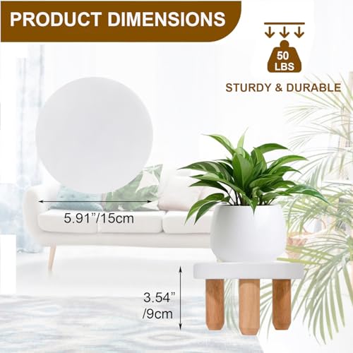 ARTORA Small Wooden Riser, Decorative Round Wood Desktop Plant Stand Mid Century Kitchen Counter Pedestal Stand for Centerpiece Pet Bowl Holder (White, 2 Pack) - color: White