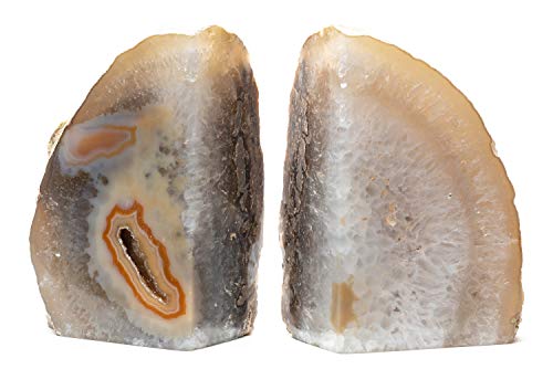 Agate Bookend with Rubber Bumpers Plus Includes Bonus Minerals (3.5-6 lb, Natural) - color: Natural, size: 3.5 - 6 lb