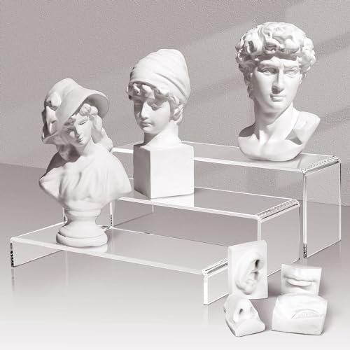 1 Set Large Acrylic Clear Display Risers, 3 Sizes 12" Rectangular Showcase Collectibles Display Shelf, 5 mm Thick Desktop Display Stand Holder for Figures, Jewelry, Perfume, Toys - size: 3 Pcs Acrylic Risers