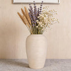 Beige Textured Ceramic Vase (9.8in Tall) - Boho Minimalist Rustic Vase with 3.4in Opening, Neutral Home Decor Vase for Fresh/Dried Flowers, Living Roo - size: 9.8in