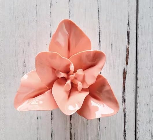 AMERRY 3D Wall Art Hanging Sculpture, Artificial Porcelain Flower Decor for Home Office (Orange Pink, Lily, 2.36") - color: Orange Pink,Lily,2.36"