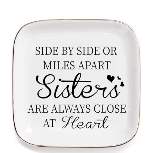 Sister Friendship Trinket Jewelry Dish - Sisters Are Always Close at Heart - Birthday Gift for Female Friend, Bridal Shower - style: Sisters are always close at heart