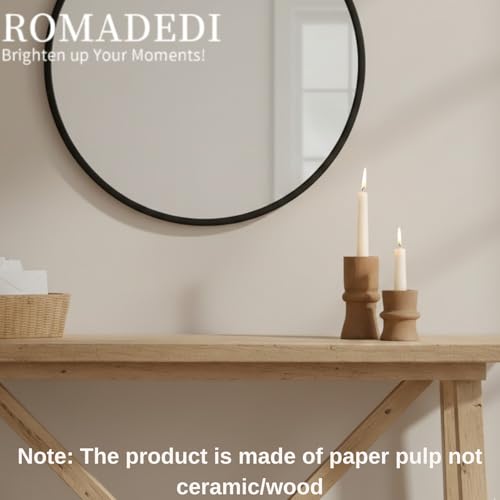 Romadedi Candlestick Holders Boho Decor: Taper Candle Holders Paper Mache for Living Room Modern Decorations Candle Stick Dining Table Centerpiece Fireplace Home Decoration Brown - color: Brown