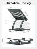 tounee Tablet Holder Stand, Dual Rod Adjustable Aluminum Desktop Stand, Compatible with 4.7-16.9" iPads, Surface Tablets, Portable Monitors, Kindle & More (Gray) - color: Gray