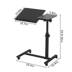 TigerDad Overbed Bedside Desk Mobile Rolling Laptop Stand Tilting Overbed Table with Wheels Height Adjustable Tray Table for Laptop Bed Sofa Side Table (Black) - color: Black