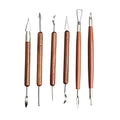 S & E TEACHER'S EDITION 6 Pcs Pottery & Clay Sculpting Tools, Double-Sided, Smooth Wooden Handles. - size: 6 PCS